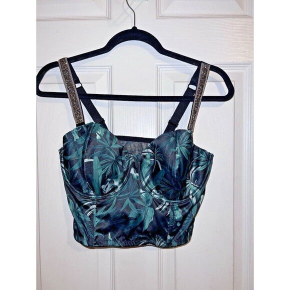 VICTORIA'S SECRET Very Sexy Shine Bling Bead Strap Bra Top Tropical Palm - Picture 4 of 16